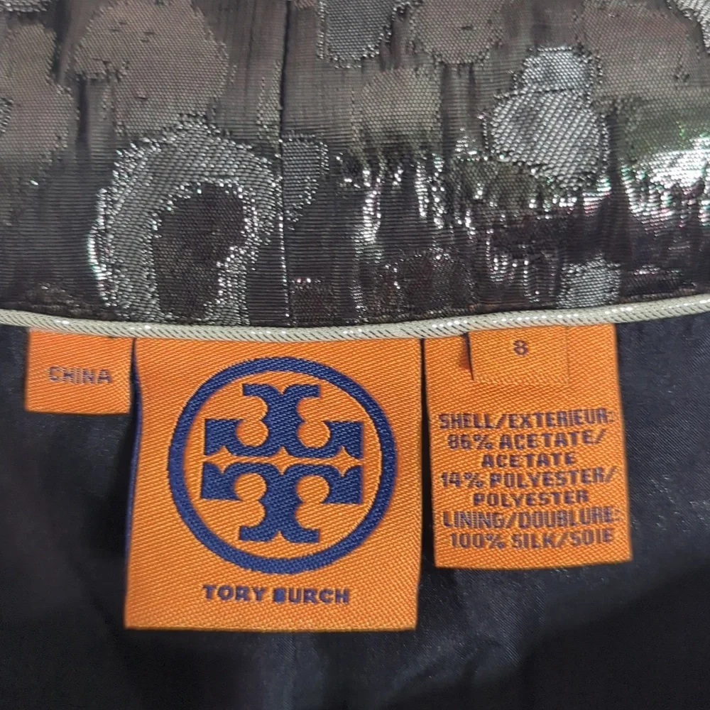 Tory Burch Womens Silk Blazer Jacket Leopard Print‎ Cropped Special Occasion 8